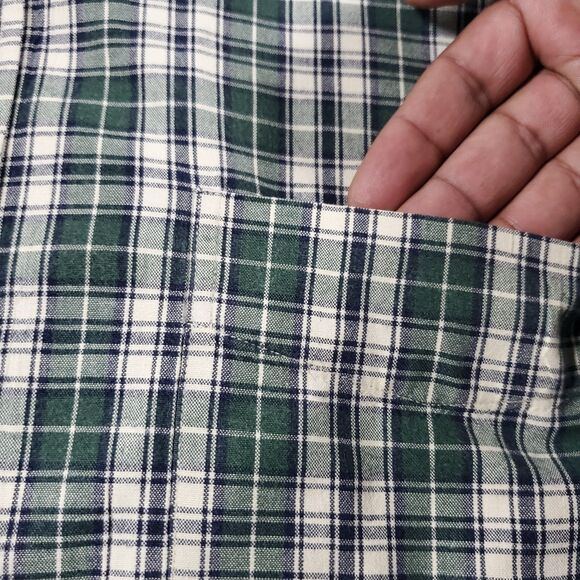 Abercrombie Fitch Button Up Flannel Shirt Mens Large Green Plaid Cotton Casual - Picture 6 of 12